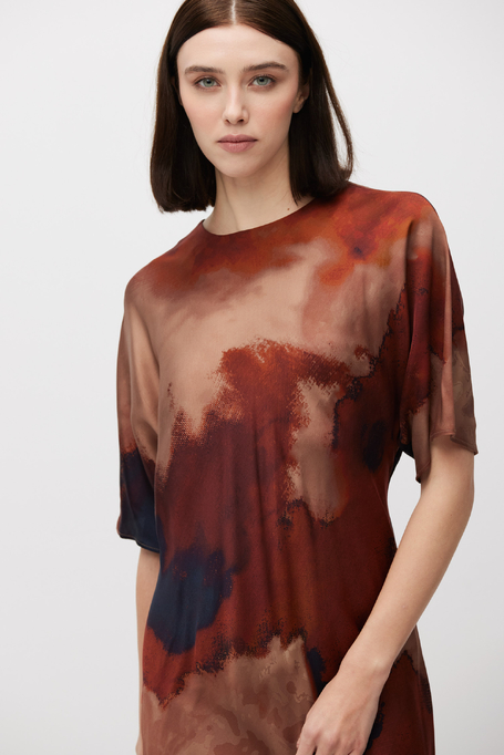 Dopasowana sukienka w deseń z wiskozy - Patrizia Aryton