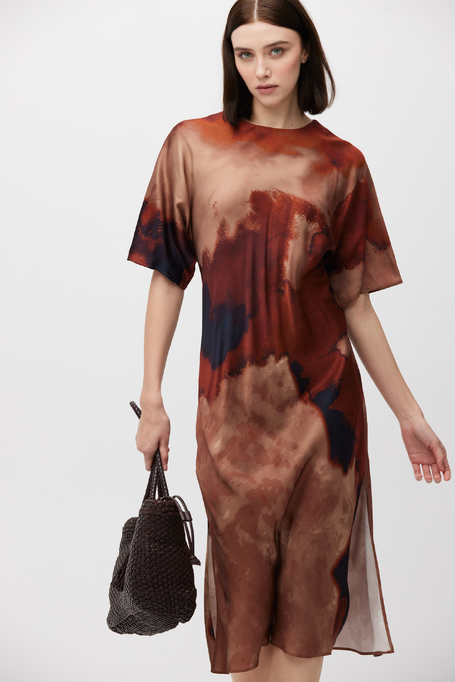 Dopasowana sukienka w deseń z wiskozy - Patrizia Aryton