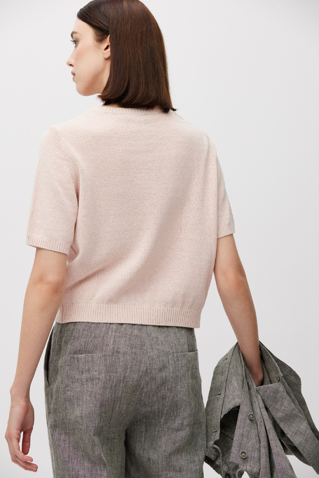 Pudrowo różowy sweter z bawełną i lnem damski - Patrizia Aryton