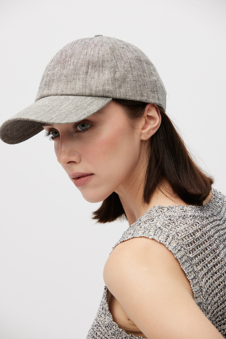 Lniana szara czapka z daszkiem damska - Patrizia Aryton