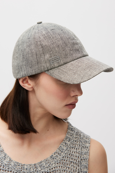 Lniana szara czapka z daszkiem damska - Patrizia Aryton