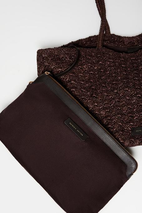 Brązowa pleciona torba shopper damska - Patrizia Aryton