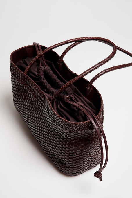 Duża brązowa torba z plecionej skóry damska - Patrizia Aryton Duża brązowa torba z plecionej skóry damska - Patrizia Aryton