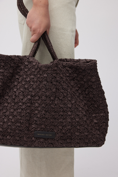 Brązowa pleciona torba shopper damska - Patrizia Aryton