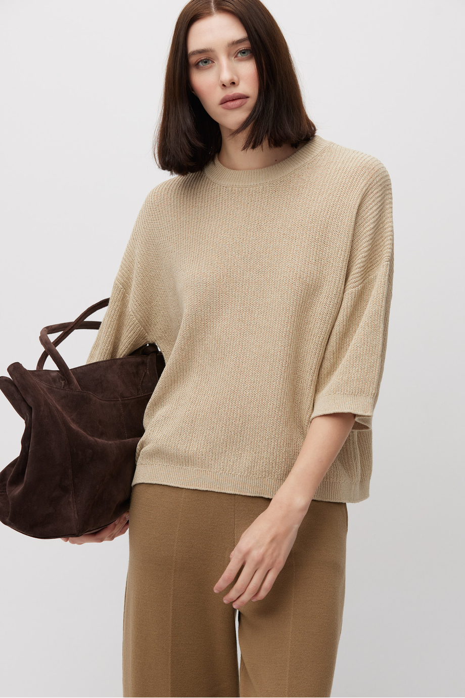 Luźny sweter z bawełną i lnem Luźny sweter z bawełną i lnem