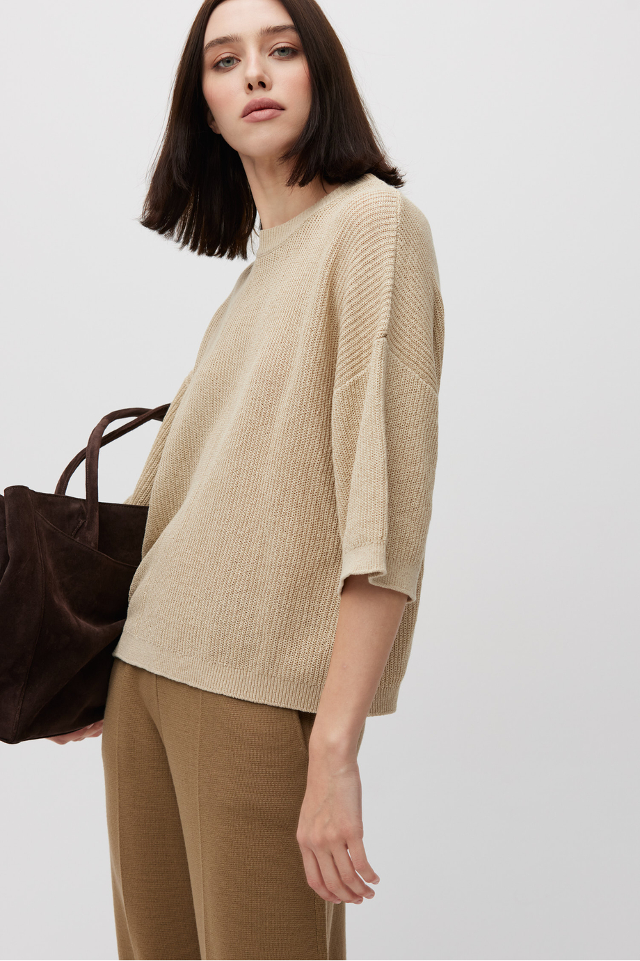 Luźny sweter z bawełną i lnem Luźny sweter z bawełną i lnem