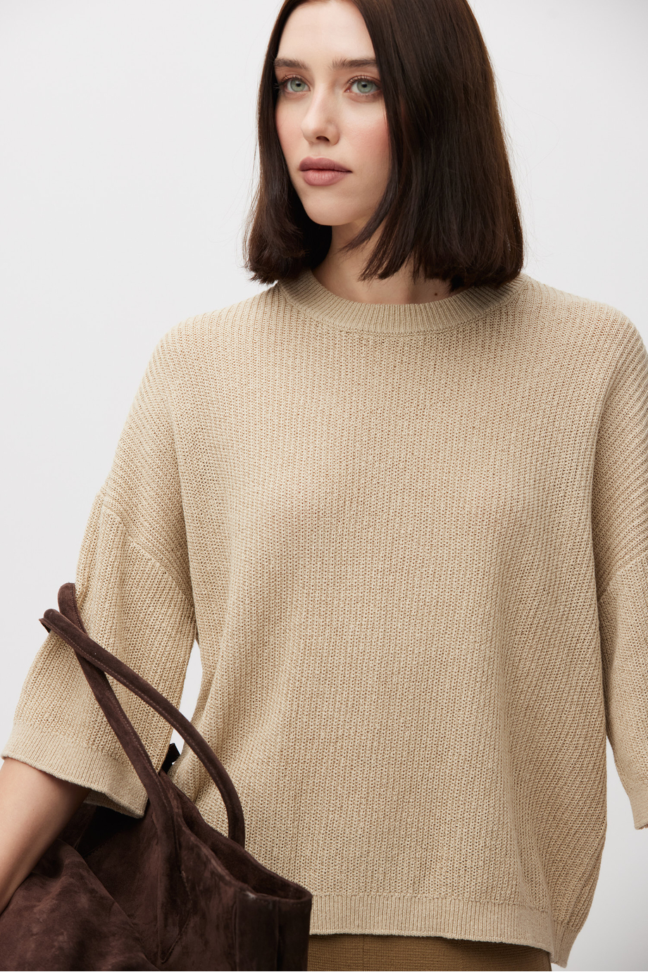 Luźny sweter z bawełną i lnem Luźny sweter z bawełną i lnem