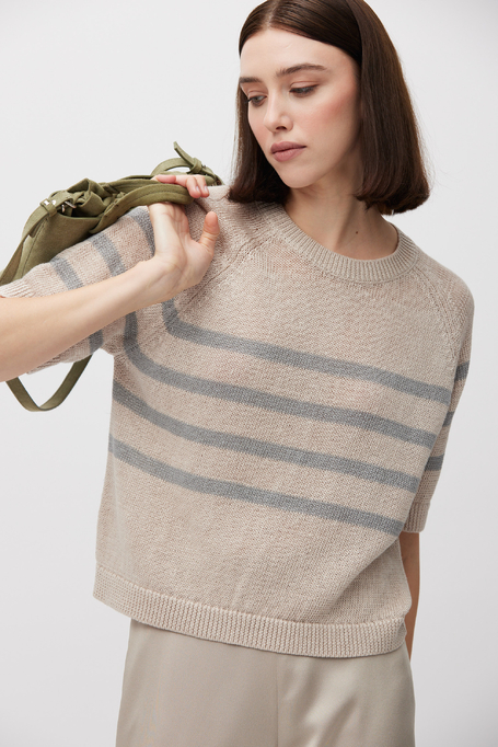 Lniany sweter w paski