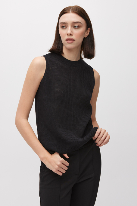 Czarny ażurowy top damski - Patrizia Aryton