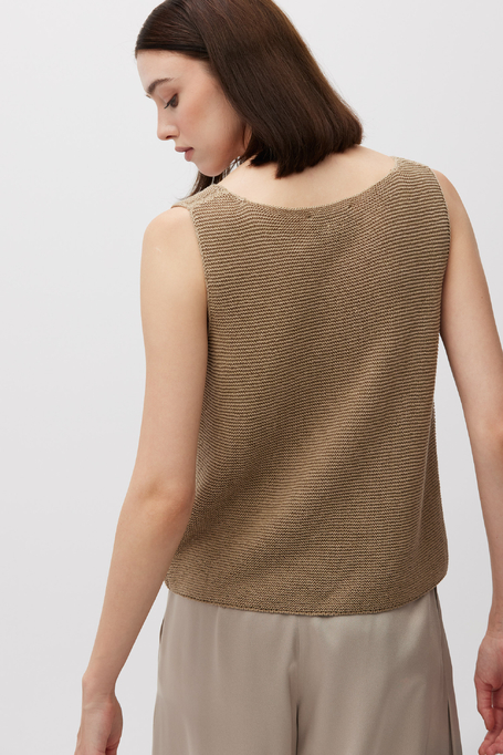 Beżowy top o luźnym splocie damski - Patrizia Aryton