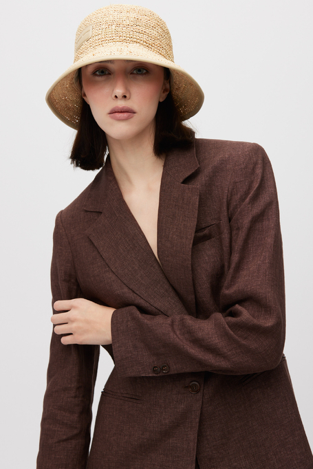 Beżowy kapelusz z rafii damski - Patrizia Aryton