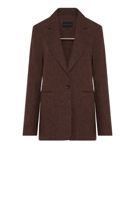 Brązowy lniany żakiet do garnituru damski - Patrizia Aryton