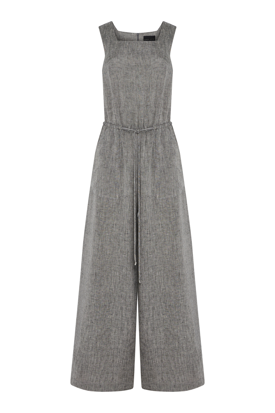 Szary lniany kombinezon z szeroką nogawką damski - Patrizia Aryton Szary lniany kombinezon z szeroką nogawką damski - Patrizia Aryton