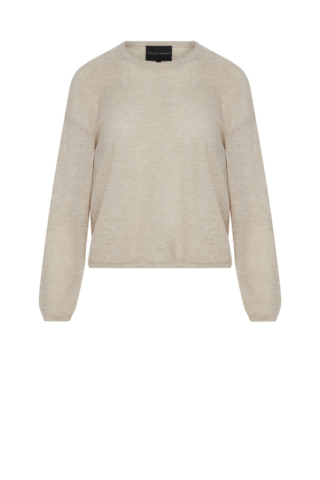 Lekka beżowa bluzka z wełną i lnem damska - Patrizia Aryton Lekka beżowa bluzka z wełną i lnem damska - Patrizia Aryton