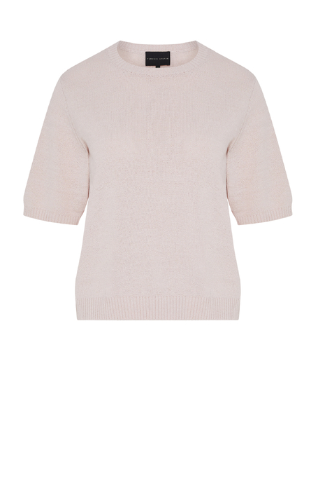 Pudrowo różowy sweter z bawełną i lnem damski - Patrizia Aryton