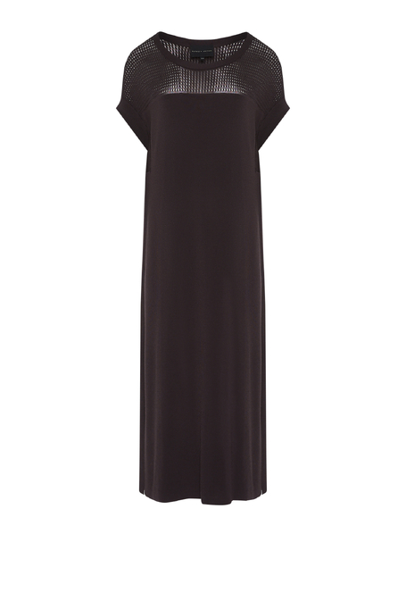 Brązowa sukienka midi z krótkim rękawem - Patrizia Aryton Brązowa sukienka midi z krótkim rękawem - Patrizia Aryton