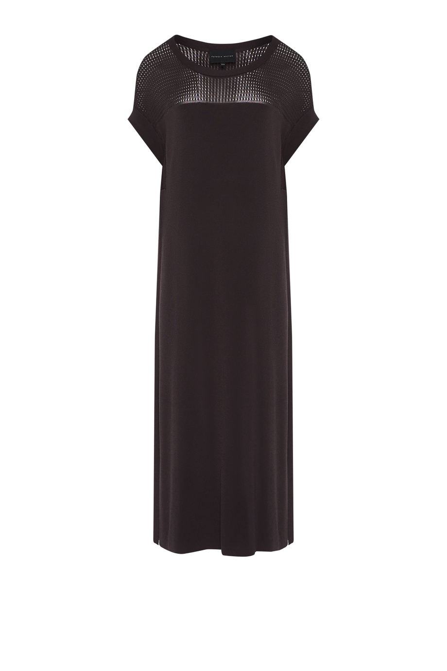 Brązowa sukienka midi z krótkim rękawem - Patrizia Aryton Brązowa sukienka midi z krótkim rękawem - Patrizia Aryton