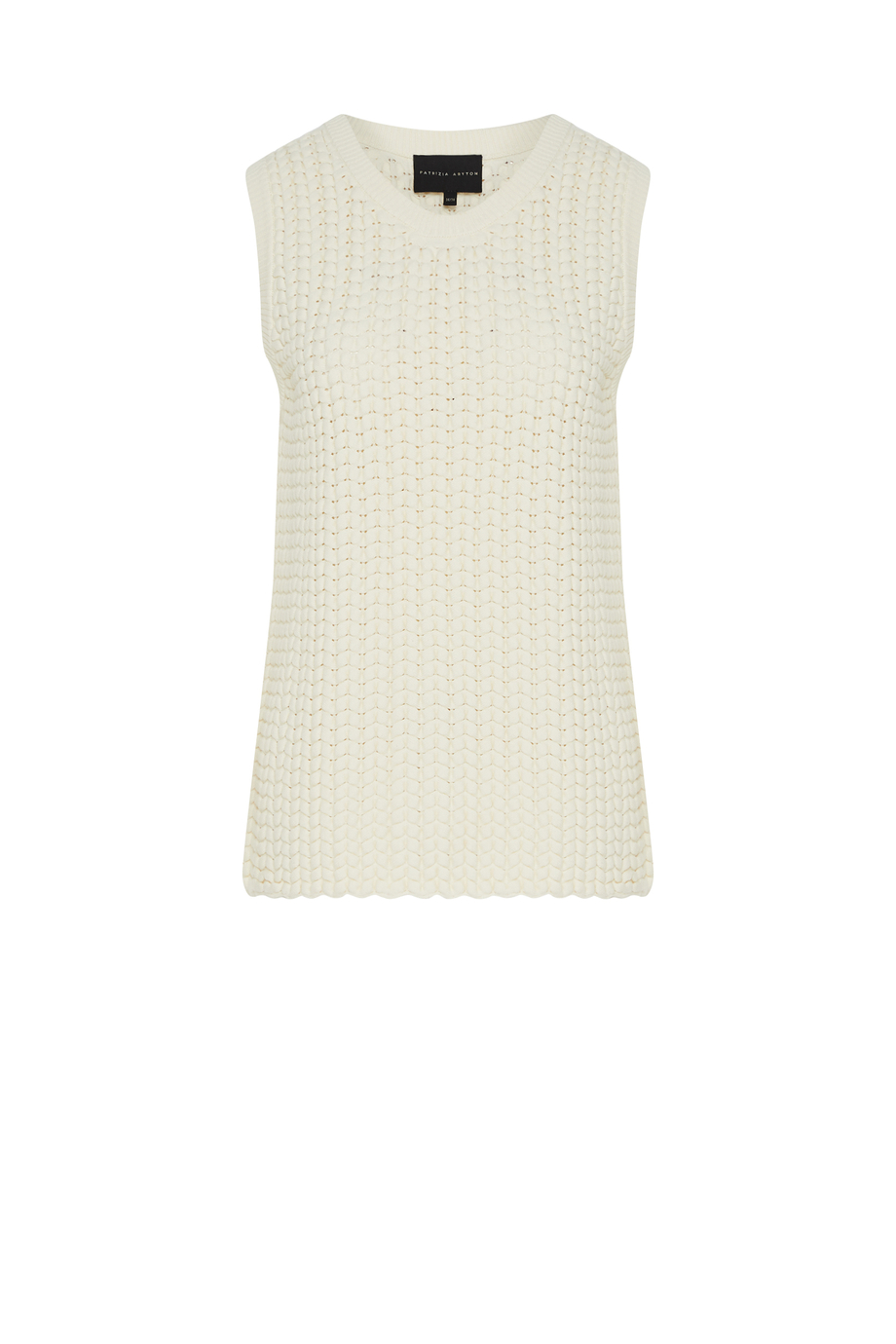 Śmietankowy dzianinowy top z bawełny damski - Patrizia Aryton Śmietankowy dzianinowy top z bawełny damski - Patrizia Aryton