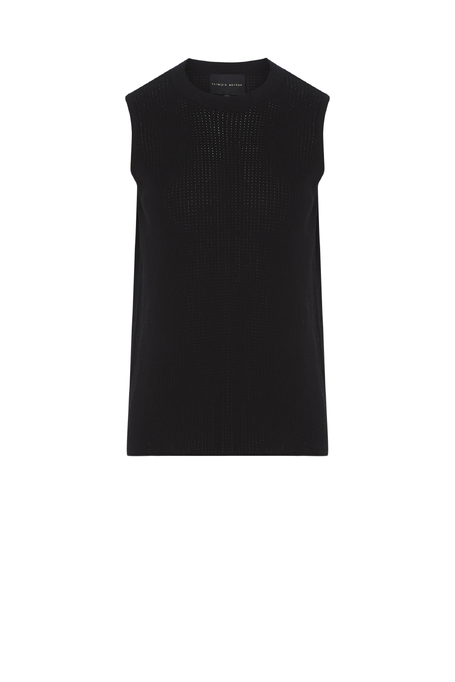 Czarny ażurowy top dzianinowy