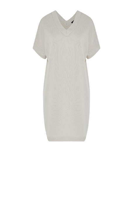 Luźna beżowa sukienka z mieszanki lnu i lyocellu