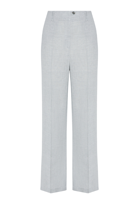 Błękitne szerokie spodnie z lnu damskie - Patrizia Aryton