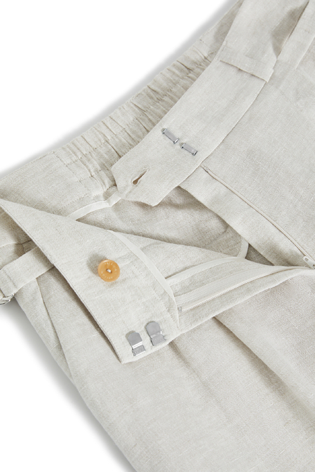 Szerokie beżowe spodnie z lnu damskie - Patrizia Aryton