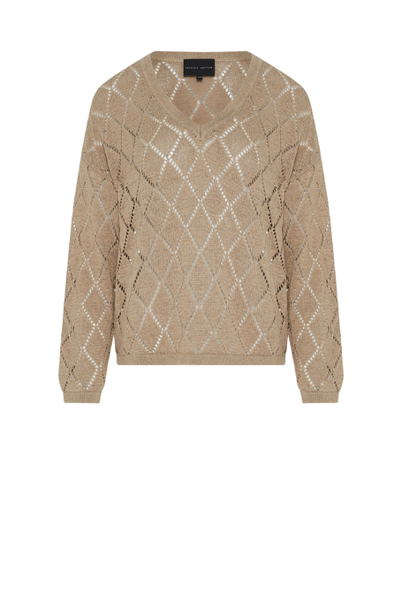 Sweter dekolt w szpic z bawełną i lnem