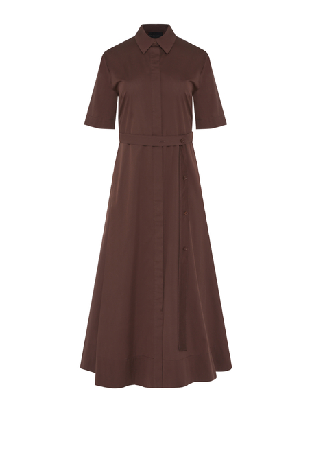 Brązowa midi sukienka z paskiem - Patrizia Aryton
