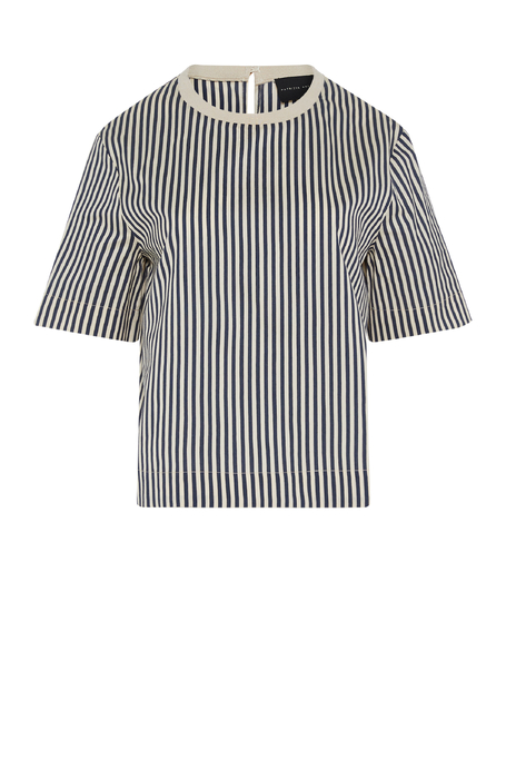 Jasna bluzka w paski z bawełny i jedwabiu