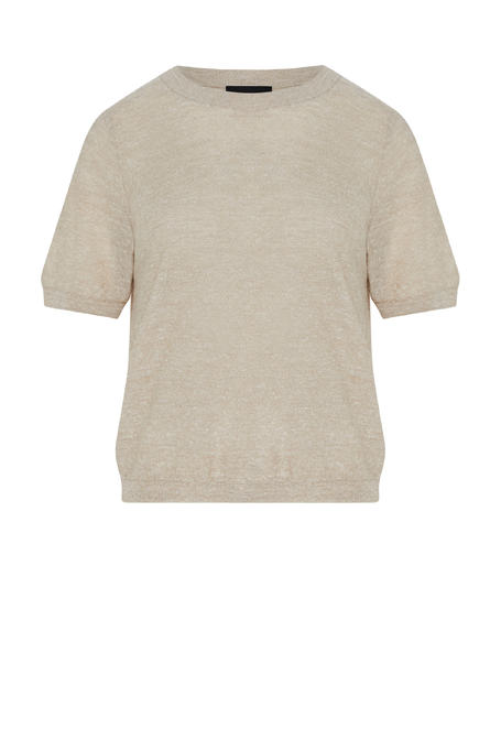 Beżowa bluzka z wełny i lnu