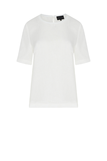 Biała pudełkowa bluzka z lnu