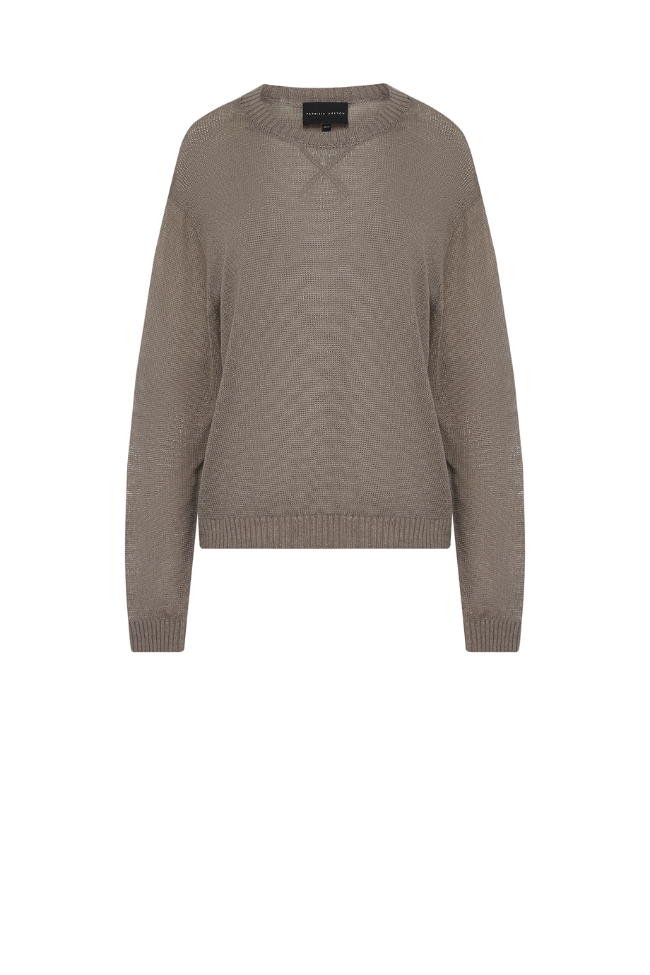 Luźny sweter z lnu w zgaszonym brązie damski - Patrizia Aryton Luźny sweter z lnu w zgaszonym brązie damski - Patrizia Aryton