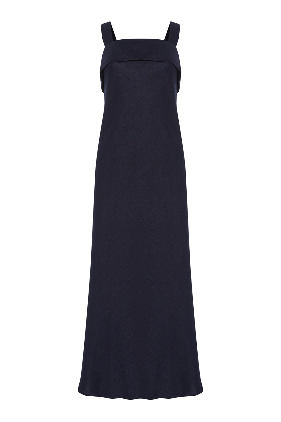 Granatowa sukienka z lnu z rozcięciami po bokach - Patrizia Aryton Granatowa sukienka z lnu z rozcięciami po bokach - Patrizia Aryton