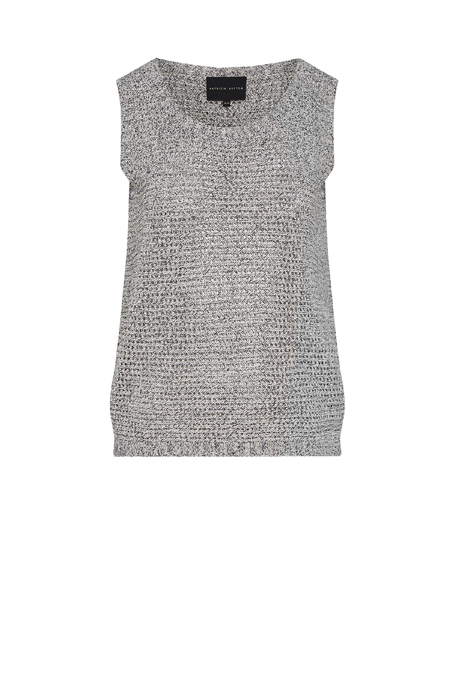 Szary top o luźnym splocie z lnem i bawełną damski - Patrizia Aryton