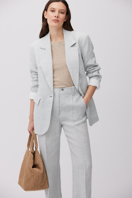 Błękitny lniany żakiet do garnituru