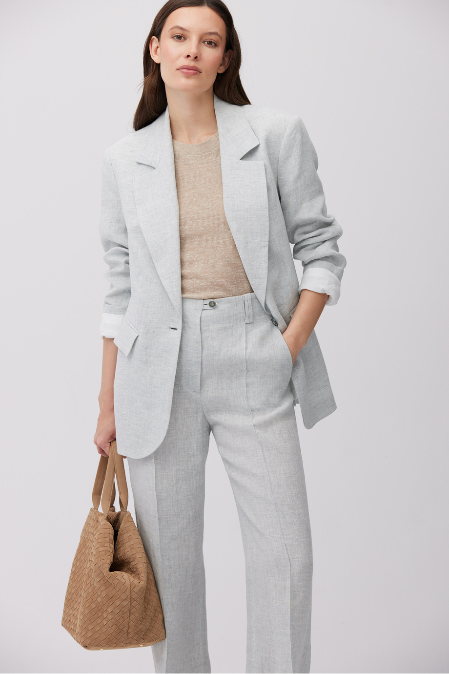 Błękitny lniany żakiet do garnituru Błękitny lniany żakiet do garnituru