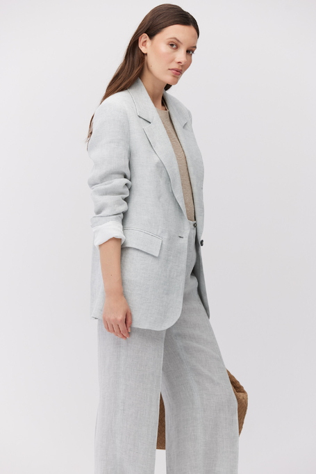 Błękitny lniany żakiet do garnituru