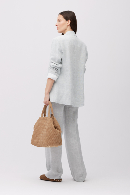 Błękitny lniany żakiet do garnituru Błękitny lniany żakiet do garnituru