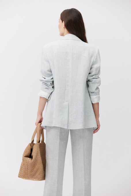 Błękitny lniany żakiet do garnituru Błękitny lniany żakiet do garnituru