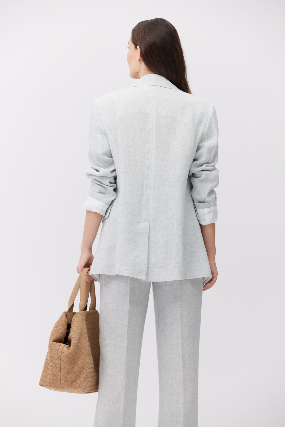 Błękitny lniany żakiet do garnituru Błękitny lniany żakiet do garnituru