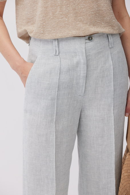 Błękitne szerokie spodnie z lnu Błękitne szerokie spodnie z lnu