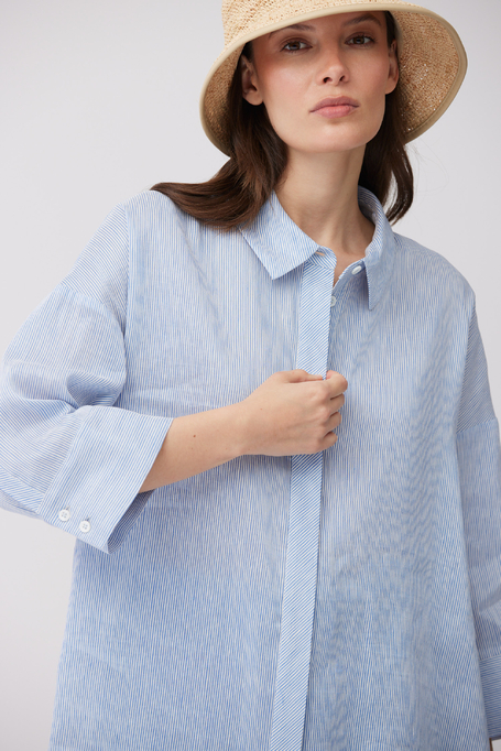 Koszula w paski z lnem i jedwabiem