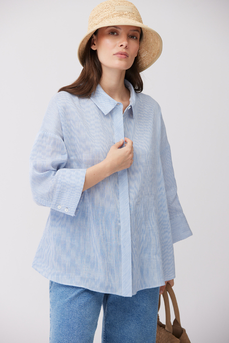 Koszula w paski z lnem i jedwabiem