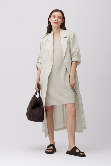 Luźna beżowa sukienka z mieszanki lnu i lyocellu - Patrizia Aryton