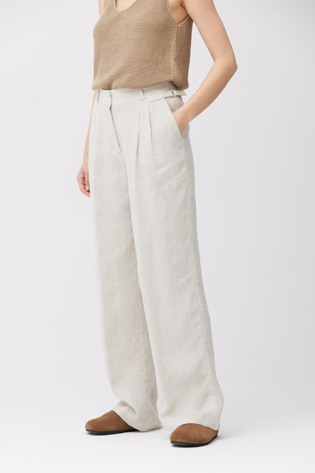 Szerokie spodnie z lnu damskie - Patrizia Aryton
