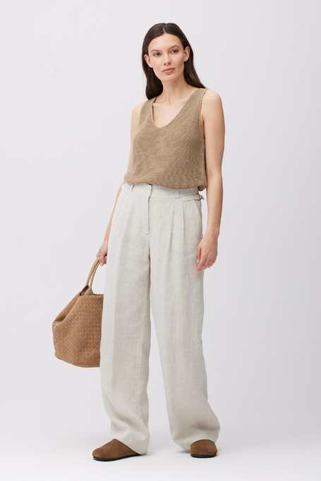 Szerokie spodnie z lnu damskie - Patrizia Aryton