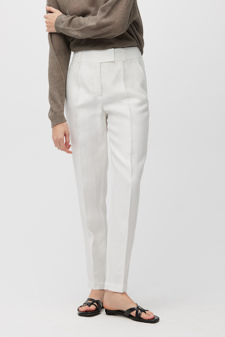 Lniane spodnie z wąską nogawką damskie - Patrizia Aryton