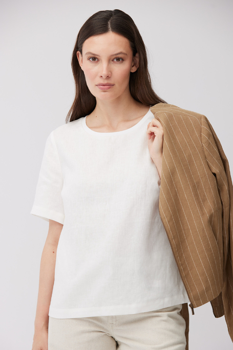 Biała bluzka z lnu damska - Patrizia Aryton