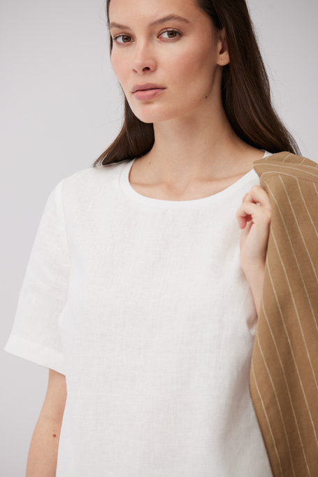 Biała bluzka z lnu damska - Patrizia Aryton