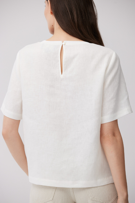 Biała pudełkowa bluzka z lnu